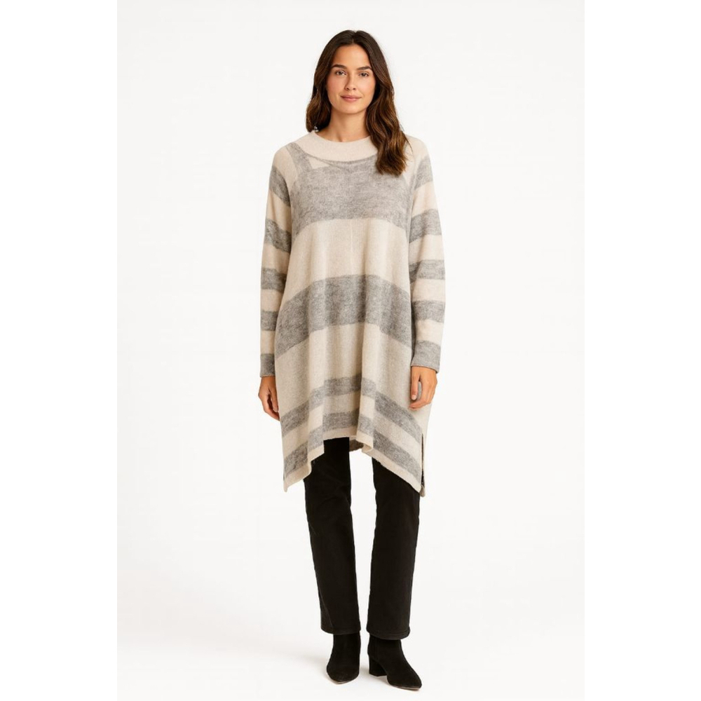Women's Free People Lafayette Alpaca Striped Crew Neck Poncho XS Oversized